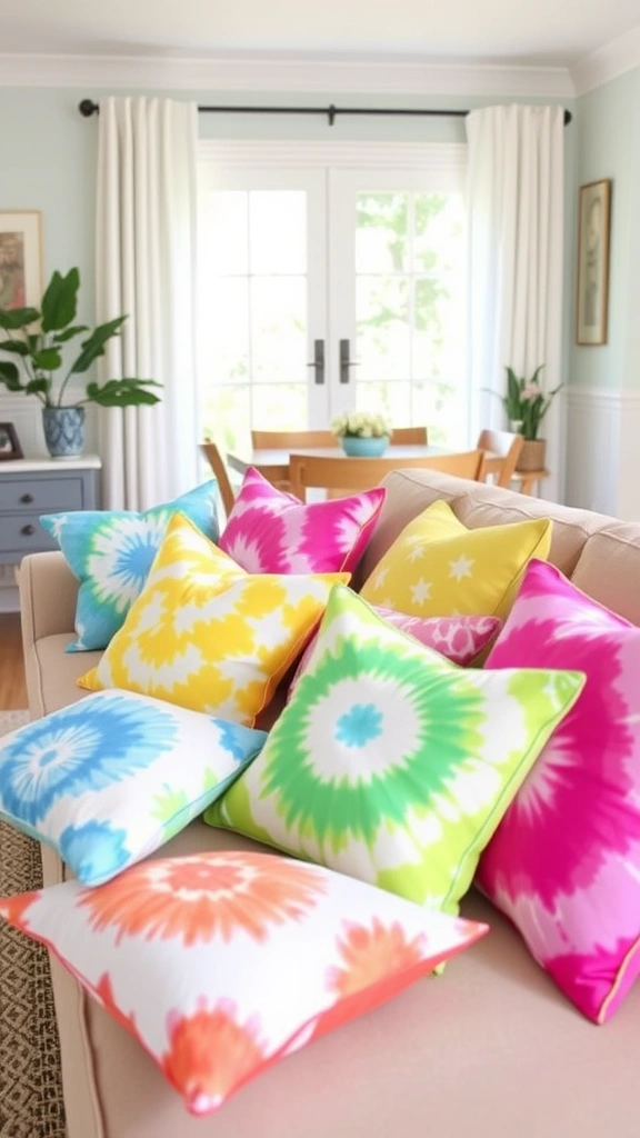 24 DIY Renovation Projects to Refresh Your Home for Every Season! - 15. Summer Color: DIY Tie-Dye Pillows