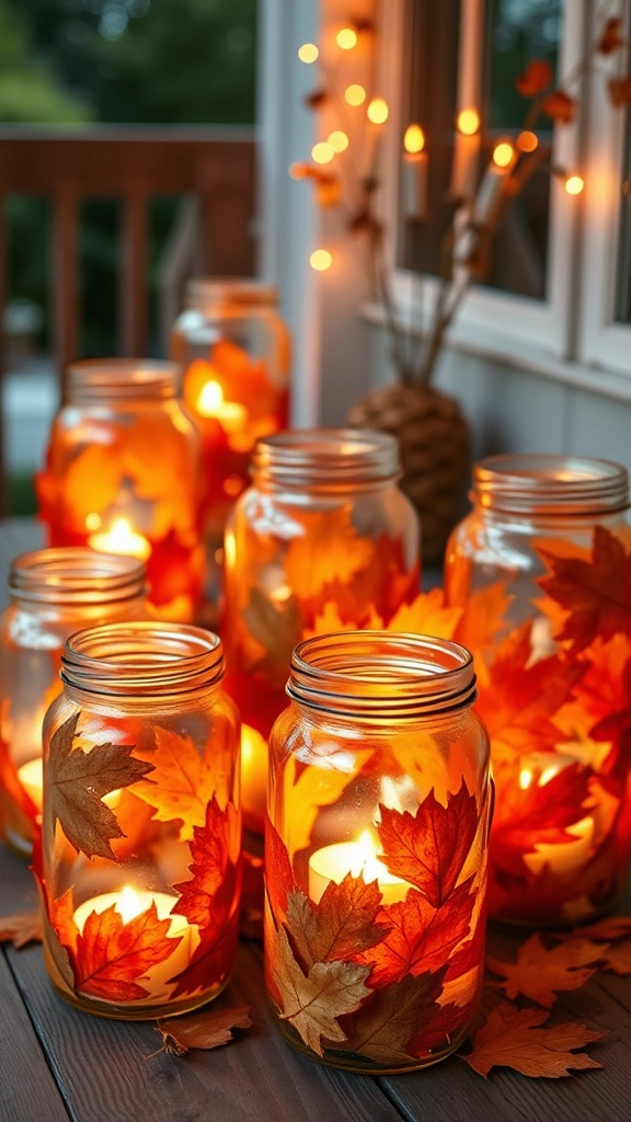 24 DIY Renovation Projects to Refresh Your Home for Every Season! - 20. Autumn Glow: Lanterns with Leaves