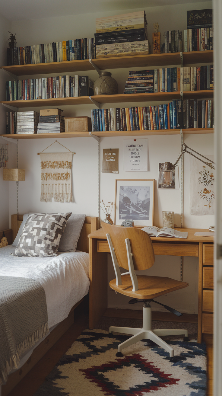 Stylish four-poster bed frame in a cozy bedroom