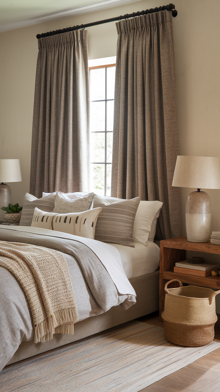 A modern bedroom with acoustic panels, a desk, and two people interacting in a serene environment.