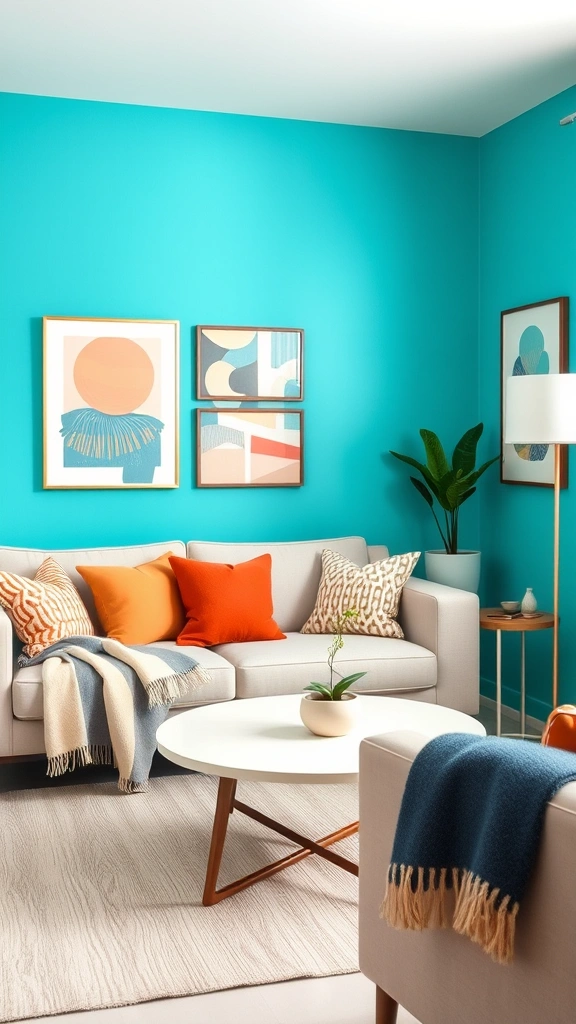 19 Colorful Living Room Decor Ideas for Small Apartments That Will Brighten Your Day! - 1. Brightly Painted Accent Wall