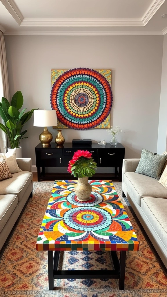 19 Colorful Living Room Decor Ideas for Small Apartments That Will Brighten Your Day! - 13. Colorful Mosaics