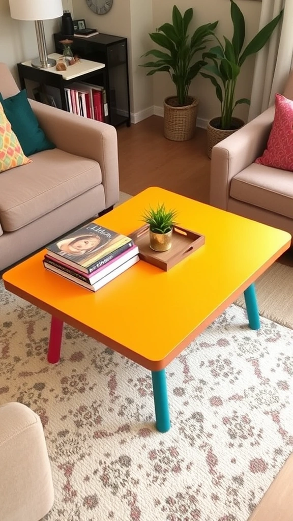 19 Colorful Living Room Decor Ideas for Small Apartments That Will Brighten Your Day! - 6. Eclectic Coffee Tables