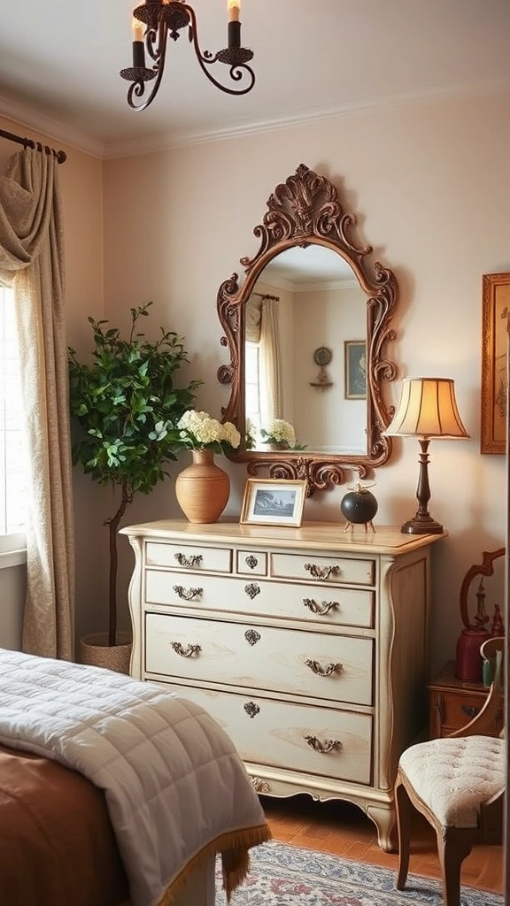20 Chic Bedroom Ideas for Grown Women Living in Small Spaces (You’ll Love #8!) - 12. Vintage Touches