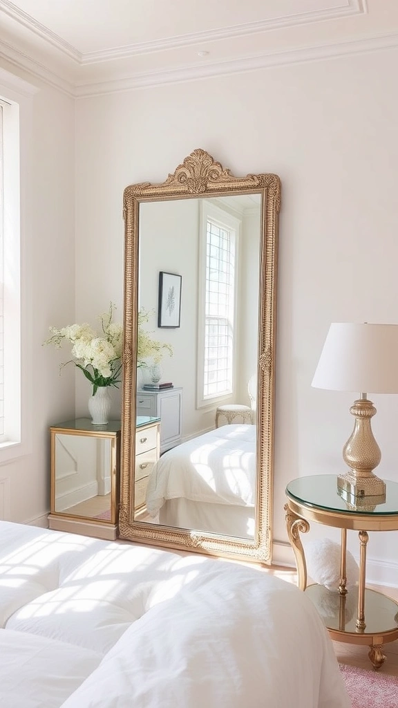 20 Chic Bedroom Ideas for Grown Women Living in Small Spaces (You’ll Love #8!) - 16. Creative Use of Mirrors