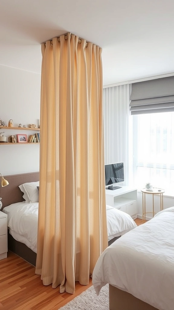 20 Chic Bedroom Ideas for Grown Women Living in Small Spaces (You’ll Love #8!) - 17. Flexible Room Dividers