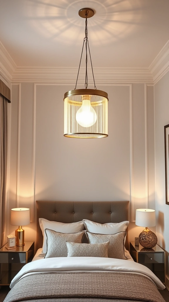 20 Chic Bedroom Ideas for Grown Women Living in Small Spaces (You’ll Love #8!) - 7. Statement Lighting