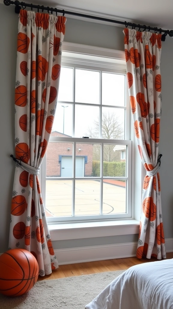 20 DIY Basketball Decor Projects Every Teen Boy Will Want to Try (You Won't Believe #6!) - 10. DIY Basketball-Themed Curtains