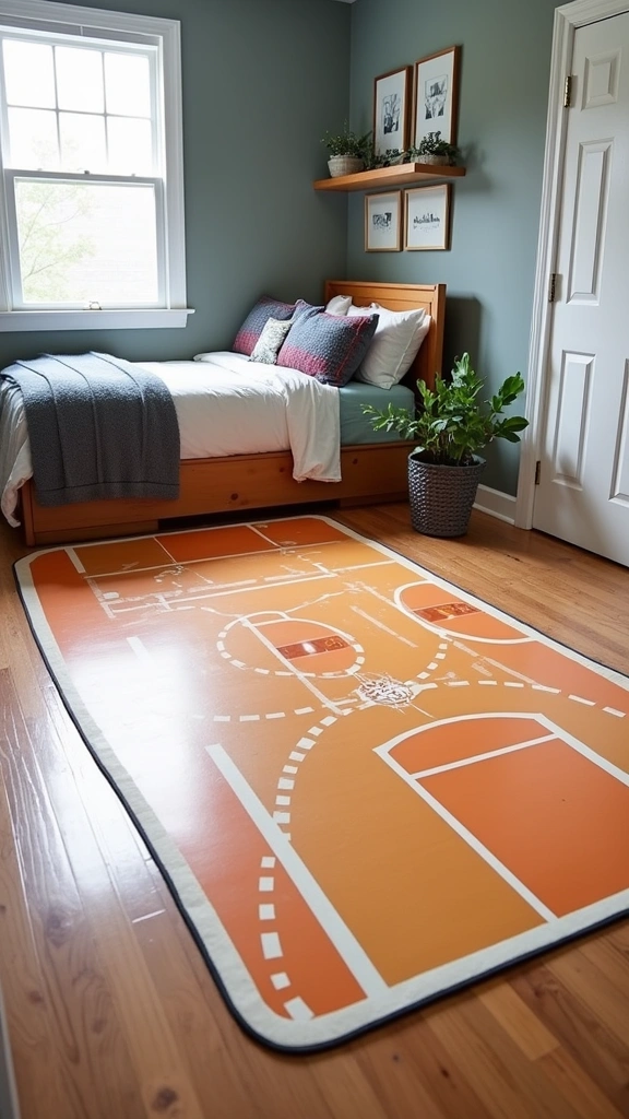 20 DIY Basketball Decor Projects Every Teen Boy Will Want to Try (You Won't Believe #6!) - 11. Basketball-Themed Area Rug
