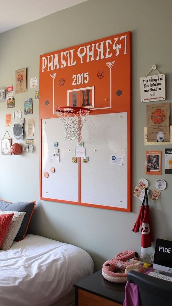 20 DIY Basketball Decor Projects Every Teen Boy Will Want to Try (You Won't Believe #6!) - 12. Basketball-Themed Bulletin Board