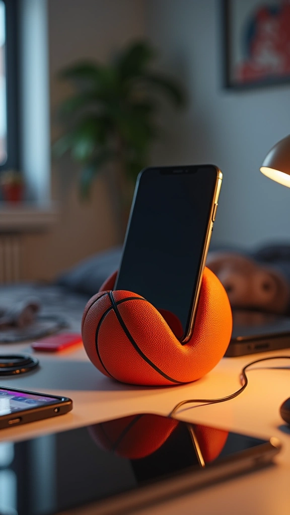 20 DIY Basketball Decor Projects Every Teen Boy Will Want to Try (You Won't Believe #6!) - 14. Basketball-Themed Phone Charger Station
