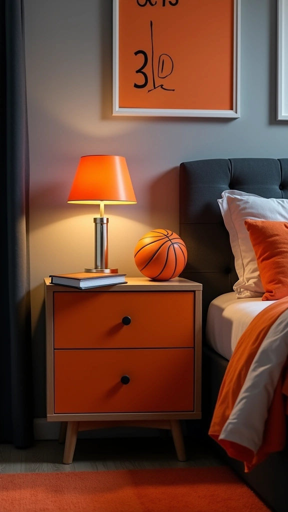 20 DIY Basketball Decor Projects Every Teen Boy Will Want to Try (You Won't Believe #6!) - 15. Basketball-Themed Bedside Table