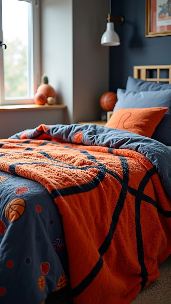 20 DIY Basketball Decor Projects Every Teen Boy Will Want to Try (You Won't Believe #6!) - 17. Basketball-Themed Throw Blanket