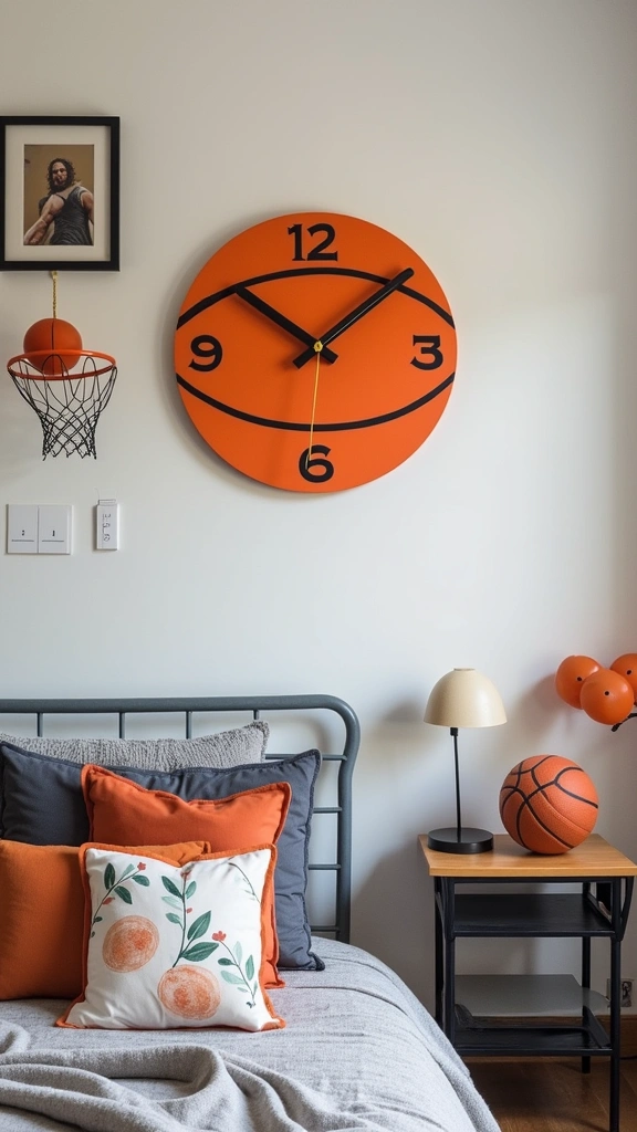 20 DIY Basketball Decor Projects Every Teen Boy Will Want to Try (You Won't Believe #6!) - 19. Basketball-Themed Wall Clock