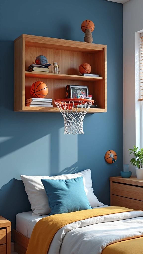 20 DIY Basketball Decor Projects Every Teen Boy Will Want to Try (You Won't Believe #6!) - 2. Basketball Hoop Shelf