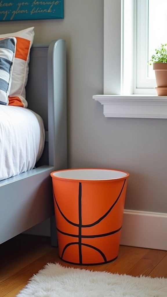 20 DIY Basketball Decor Projects Every Teen Boy Will Want to Try (You Won't Believe #6!) - 20. Basketball-Themed Wastebasket
