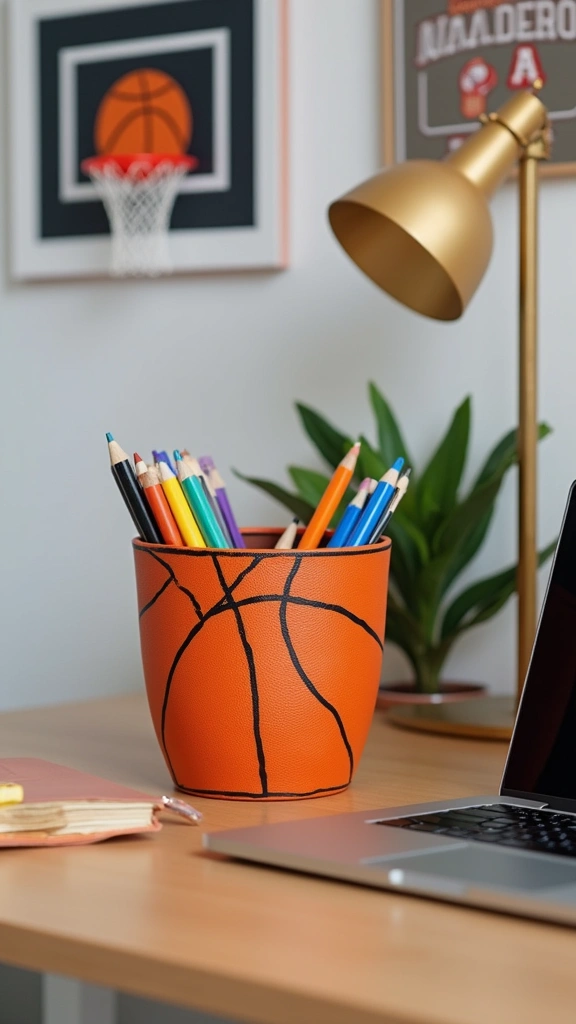 20 DIY Basketball Decor Projects Every Teen Boy Will Want to Try (You Won't Believe #6!) - 5. Basketball Themed Desk Organizer