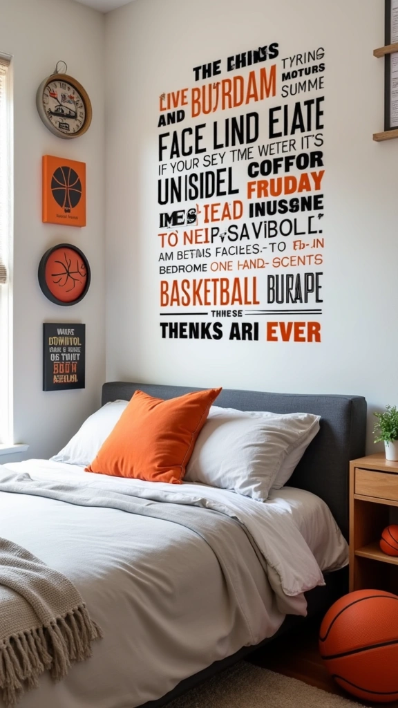20 DIY Basketball Decor Projects Every Teen Boy Will Want to Try (You Won't Believe #6!) - 9. Basketball Quote Wall Decals