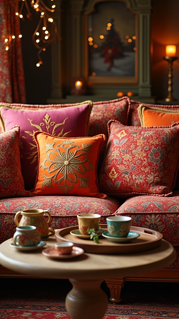24 Cozy Ramadan Home Decor Ideas That Will Make Your Space Shine! - 11. Colorful Cushions