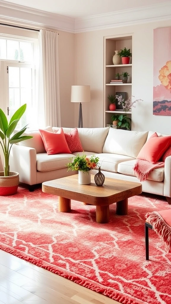 30 Chic Living Room Ideas in Warm Colors to Elevate Your Home's Comfort! - 1. Cozy Coral Accents