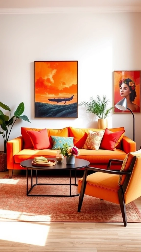 30 Chic Living Room Ideas in Warm Colors to Elevate Your Home's Comfort! - 10. Burnt Orange Inspirations
