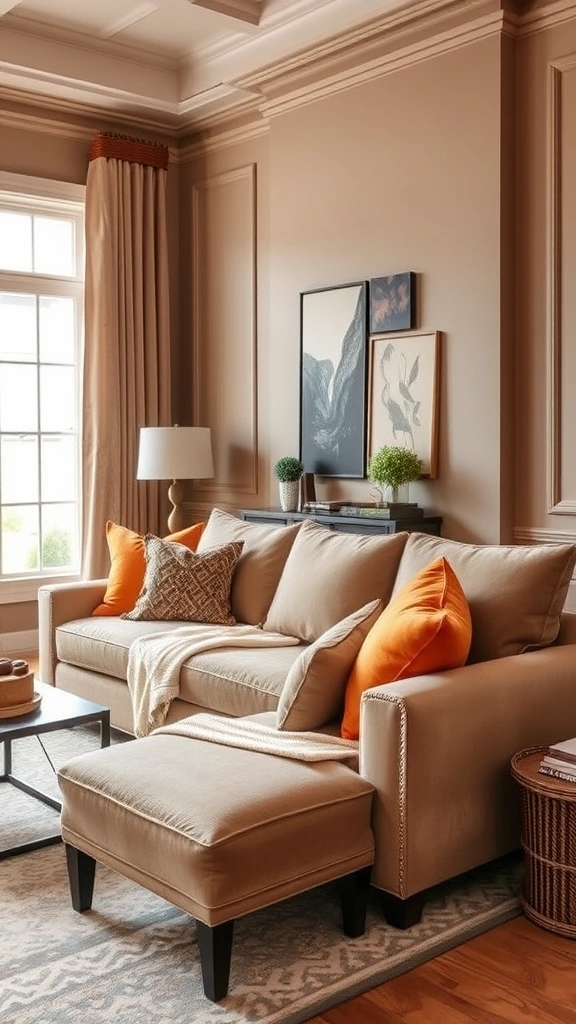 30 Chic Living Room Ideas in Warm Colors to Elevate Your Home's Comfort! - 14. Warm Taupe Shades