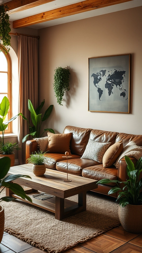 30 Chic Living Room Ideas in Warm Colors to Elevate Your Home's Comfort! - 6. Earthy Brown Elements
