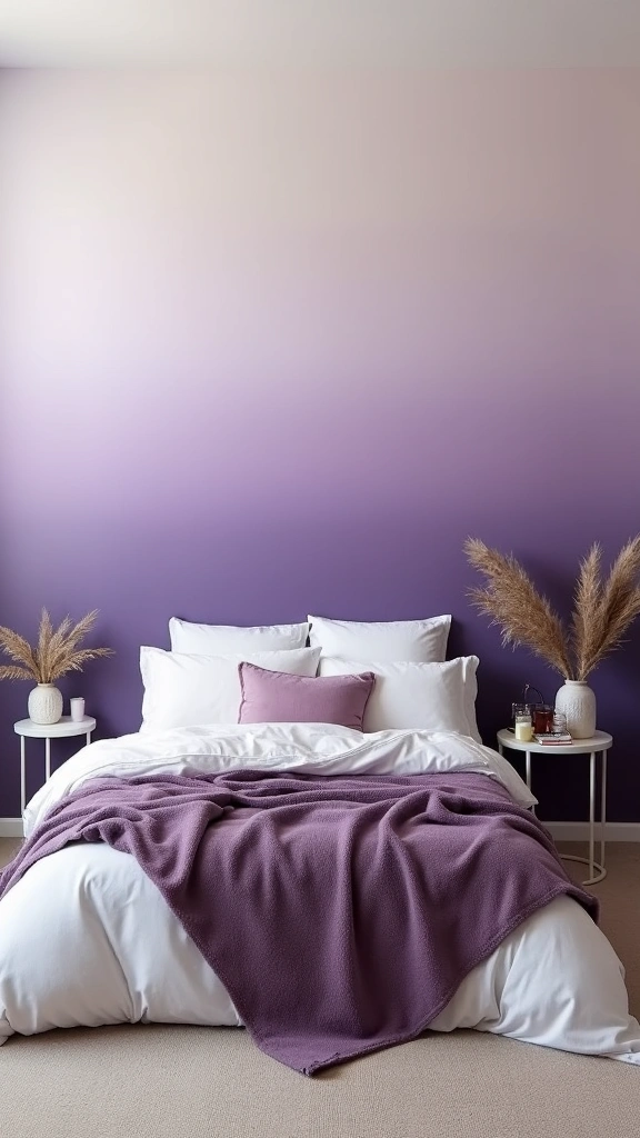 32 Trendy Purple Bedroom Ideas for the Modern Grown Woman! - 10. Purple Ombre Effect