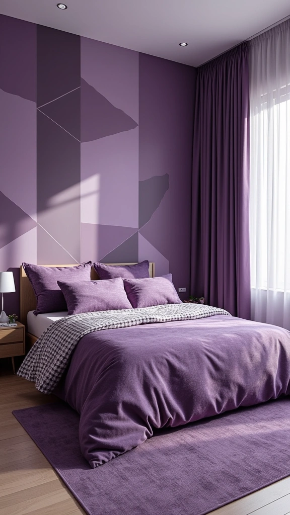 32 Trendy Purple Bedroom Ideas for the Modern Grown Woman! - 11. Purple Geometric Patterns