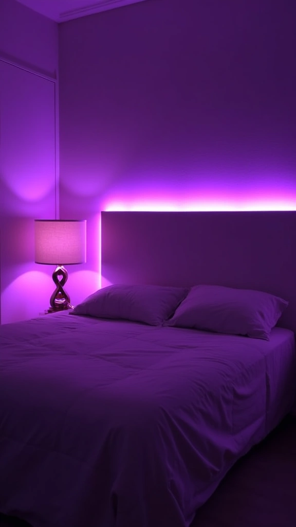 32 Trendy Purple Bedroom Ideas for the Modern Grown Woman! - 12. Soft Purple Lighting