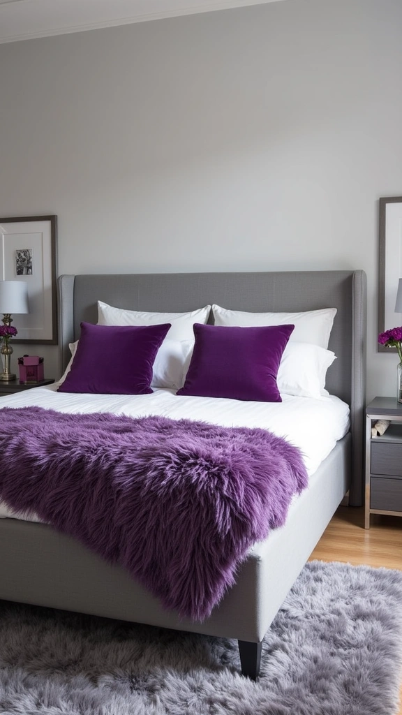 32 Trendy Purple Bedroom Ideas for the Modern Grown Woman! - 3. Purple and Grey Palette