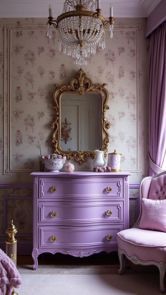 32 Trendy Purple Bedroom Ideas for the Modern Grown Woman! - 9. Vintage Glam Purple