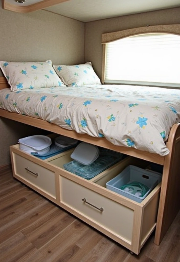 42 Brilliant RV Decorating Ideas to Maximize Your Tiny Space! - 12. Creative Use of Under-Bed Storage