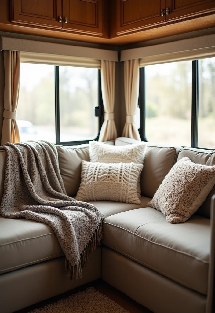 42 Brilliant RV Decorating Ideas to Maximize Your Tiny Space! - 6. Cozy Textiles for Comfort and Style