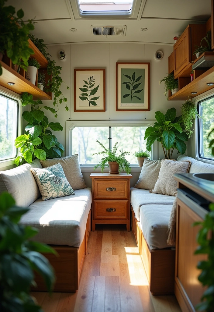 42 Brilliant RV Decorating Ideas to Maximize Your Tiny Space! - 8. Nature-Inspired Elements for a Fresh Feel
