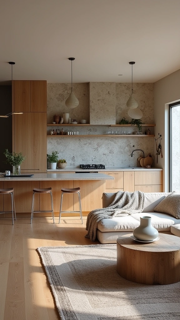 12 Creative Open Kitchen Concepts That Make Your Living Room Shine! - 8. Textured Surfaces