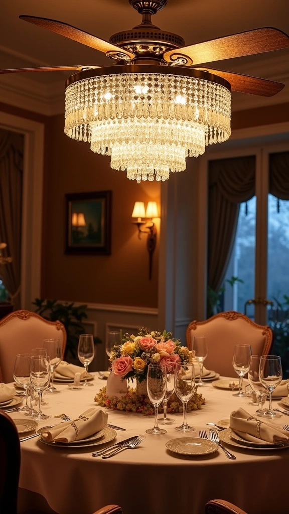 12 Fancy Ceiling Fans with Lights That'll Elevate Your Home Decor Game! - 1. Elegant Crystal Ceiling Fan