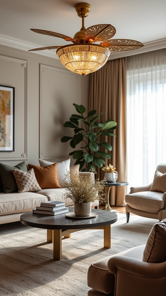 12 Fancy Ceiling Fans with Lights That'll Elevate Your Home Decor Game! - 7. Chic Gold Ceiling Fan
