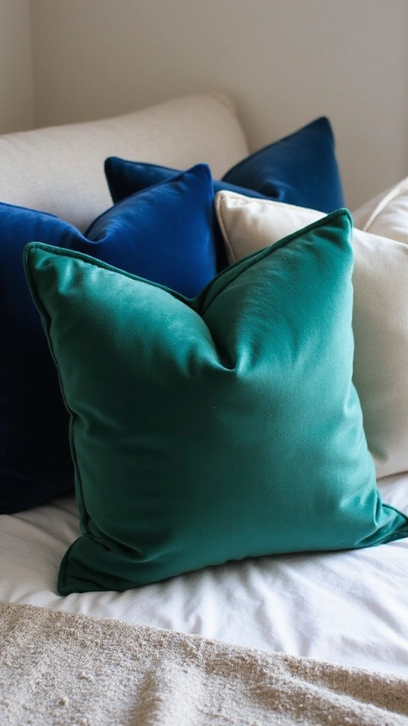 14 Chic Decorative Pillow Ideas to Spark Joy in Your Bedroom! - 1. Velvet Elegance