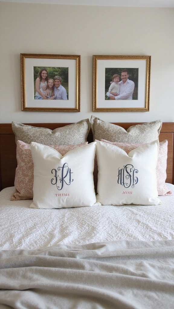 14 Chic Decorative Pillow Ideas to Spark Joy in Your Bedroom! - 14. Personalized Touch