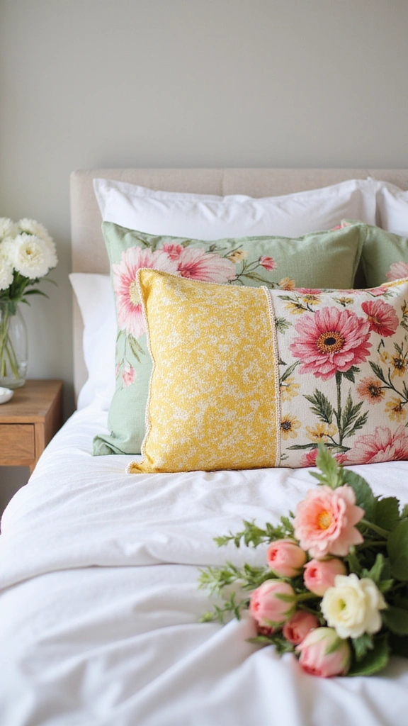 14 Chic Decorative Pillow Ideas to Spark Joy in Your Bedroom! - 4. Floral Fantasy