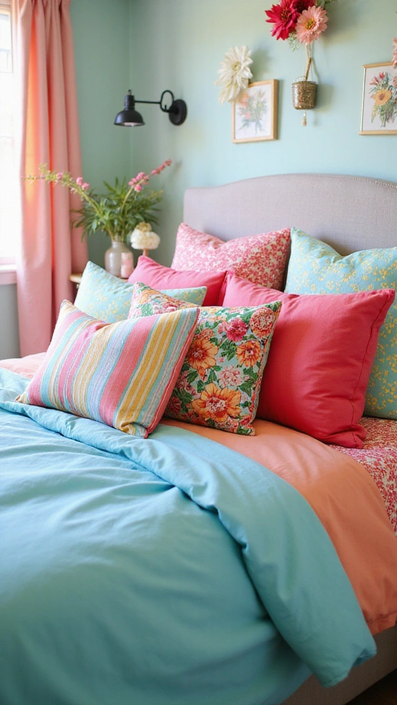 14 Chic Decorative Pillow Ideas to Spark Joy in Your Bedroom! - 7. Layered Patterns