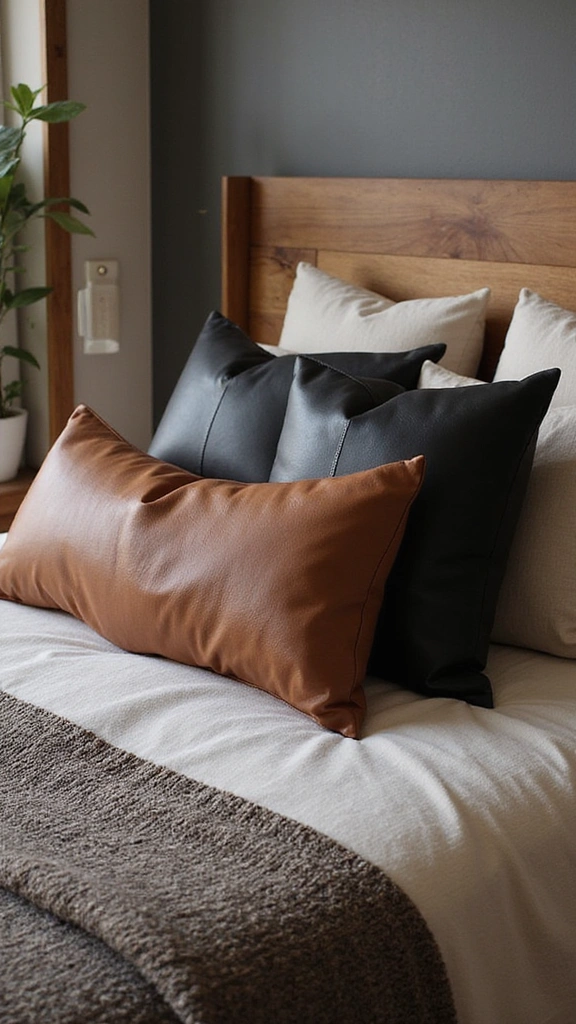 14 Chic Decorative Pillow Ideas to Spark Joy in Your Bedroom! - 8. Luxe Leather