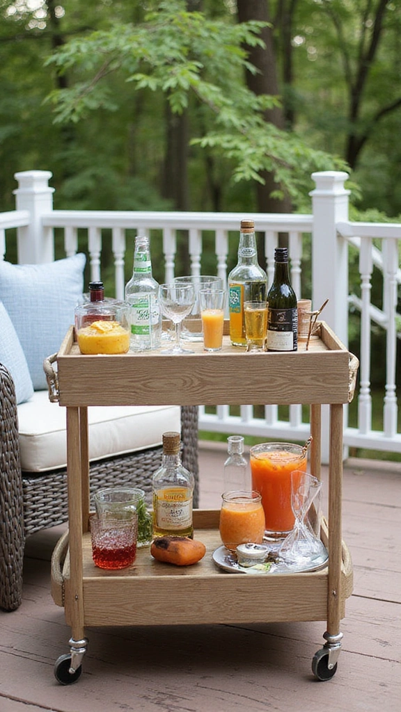 18 Deck Decorating Ideas That’ll Turn Your Space into a Dreamy Retreat! - 5. Chic Bar Cart