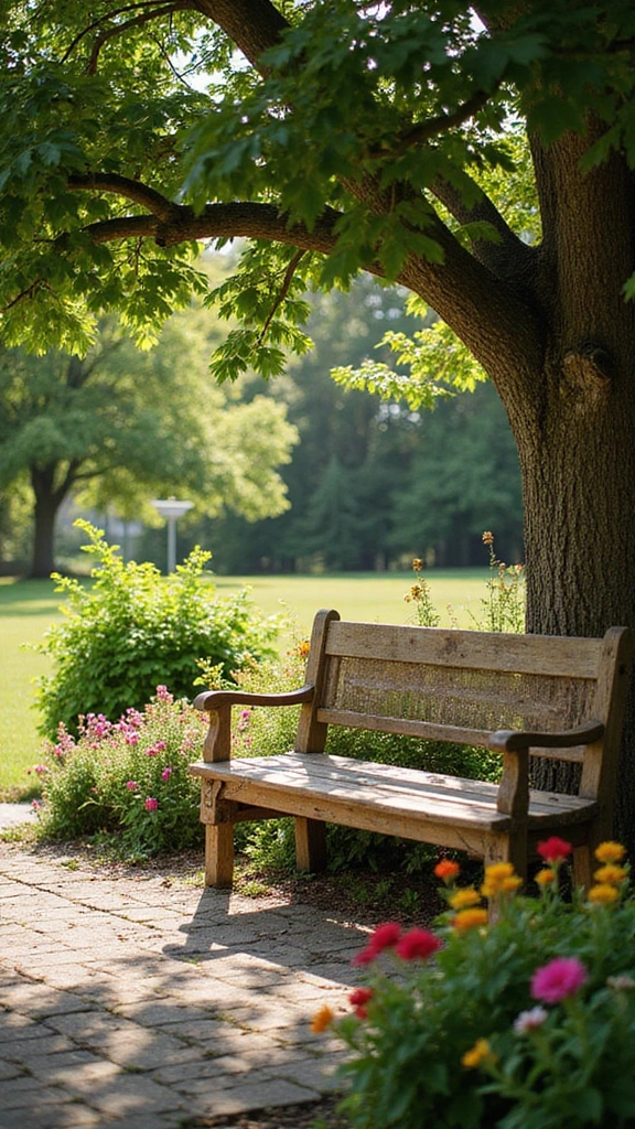 20 Budget-Friendly Backyard Ideas That Will Make You the Envy of the Neighborhood! - 14. Rustic Garden Bench