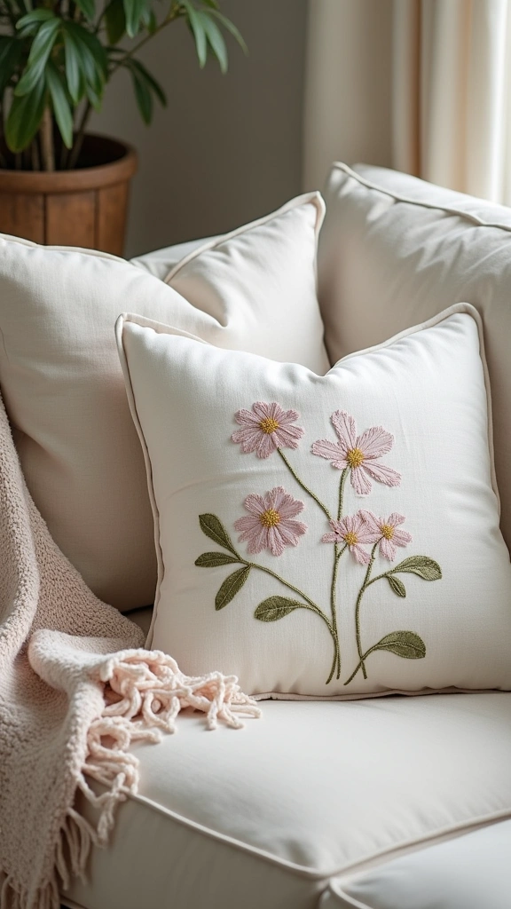 22 Textured Pillow Covers That Will Add Comfort and Style to Your Home (Wait Until You See #15!) - 13. Subtle Embroidery