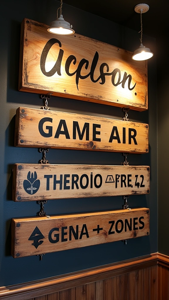 25 Creative Game Room Decor Ideas for Adults (Get Ready to Play!) - 14. Stylish Game Room Signage
