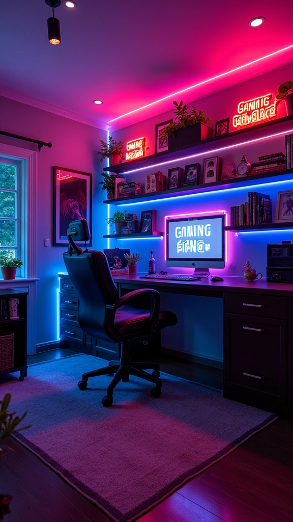 25 Creative Game Room Decor Ideas for Adults (Get Ready to Play!) - 5. Neon Lighting Accents