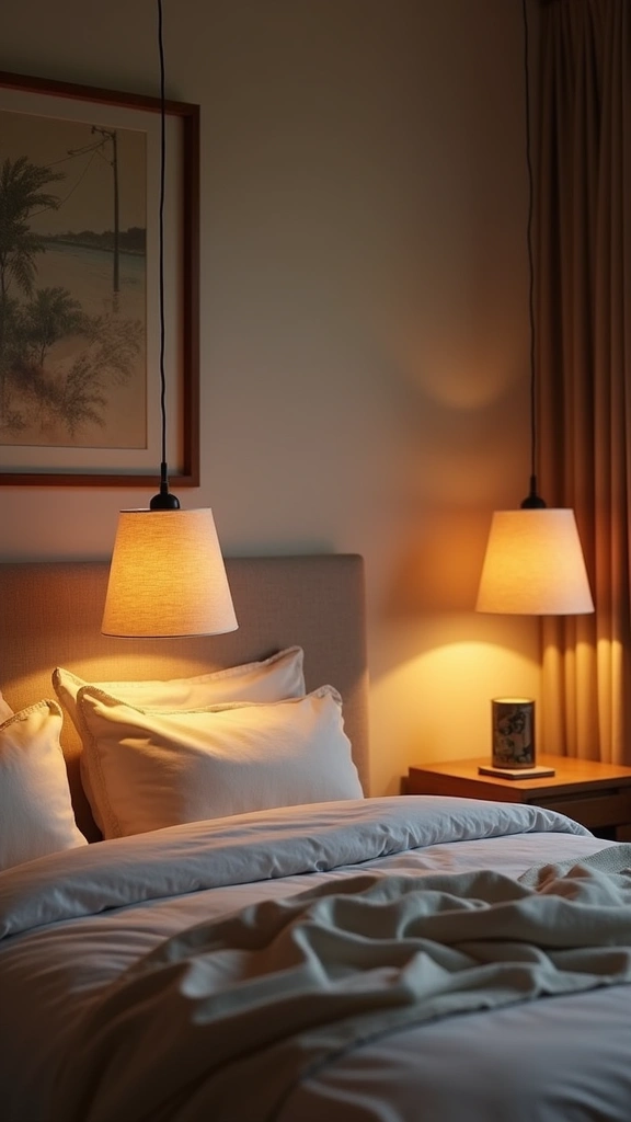 30 Cozy Bedroom Lighting Ideas That Create the Most Tranquil Ambiance! - 1. Soft Pendant Lights