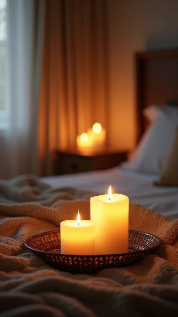 30 Cozy Bedroom Lighting Ideas That Create the Most Tranquil Ambiance! - 9. Candlelight Effect LED Candles